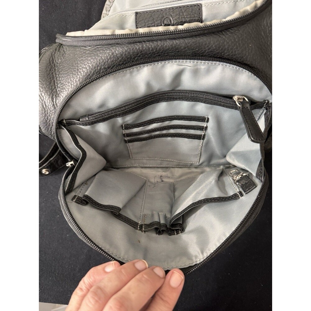 Osgoode Marley Soft  Black Pebble Leather Convertible Backpack Organizer - Picture 8 of 16